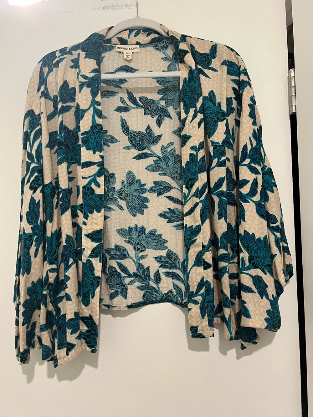 Teal Floral Open Front Kimono Wrap